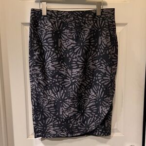 Ripskirt Hawaii Wrap Skirt, Shibori-Charcoal, knee length, size M